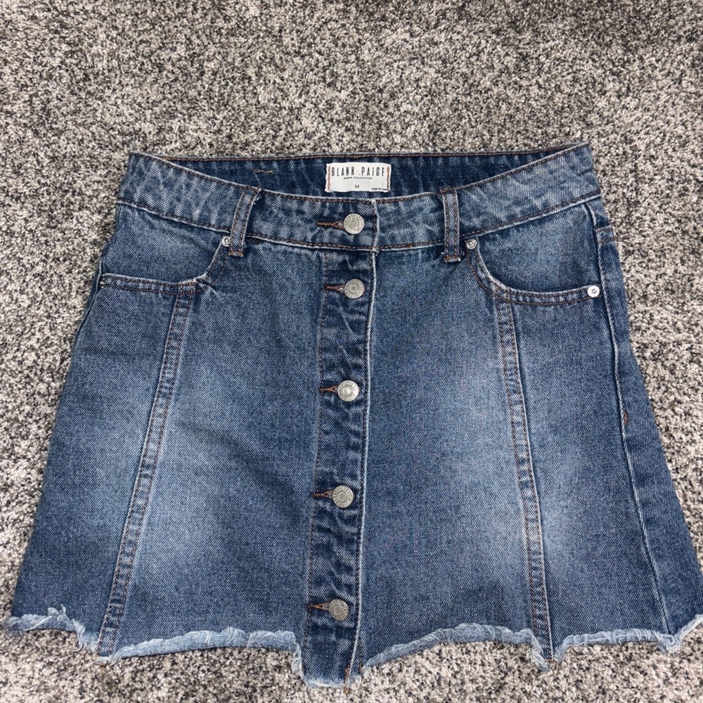 Blank Paige Button-Front Blue Denim A-Line Mini Skirt